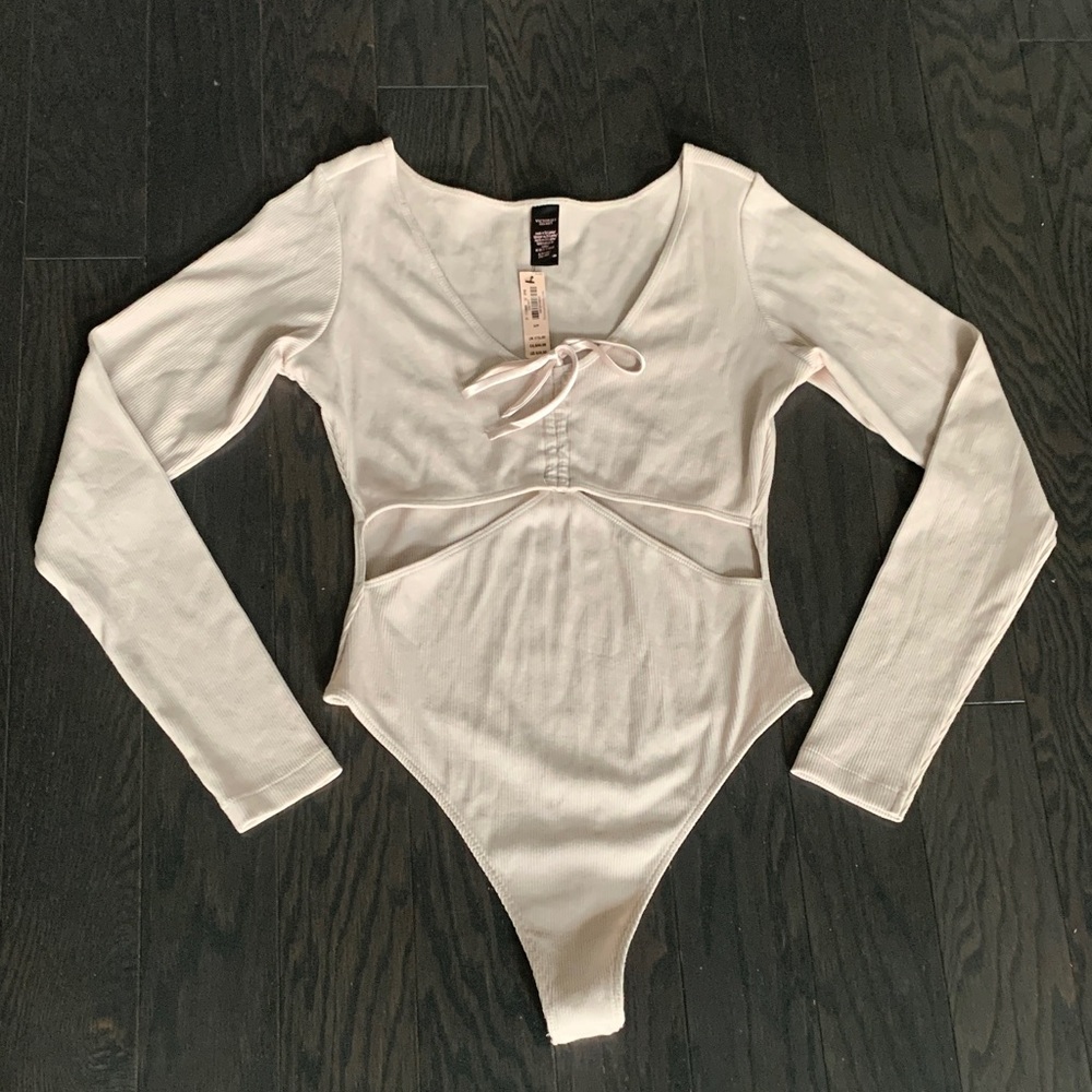 Victoria's Secret Cream Long Sleeve Bodysuit